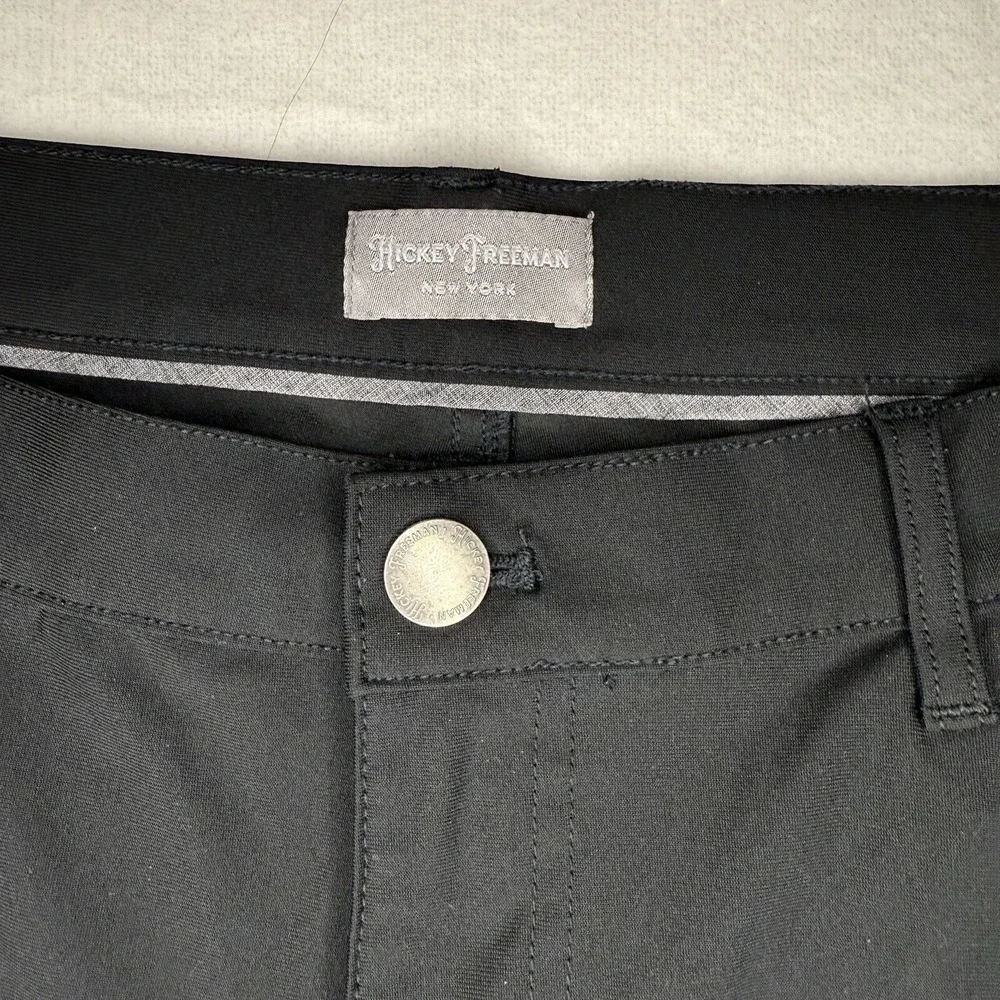 Hickey Freeman Men's Pants 38x32 Black‎ Dress Slacks Golf Performance Flat Front